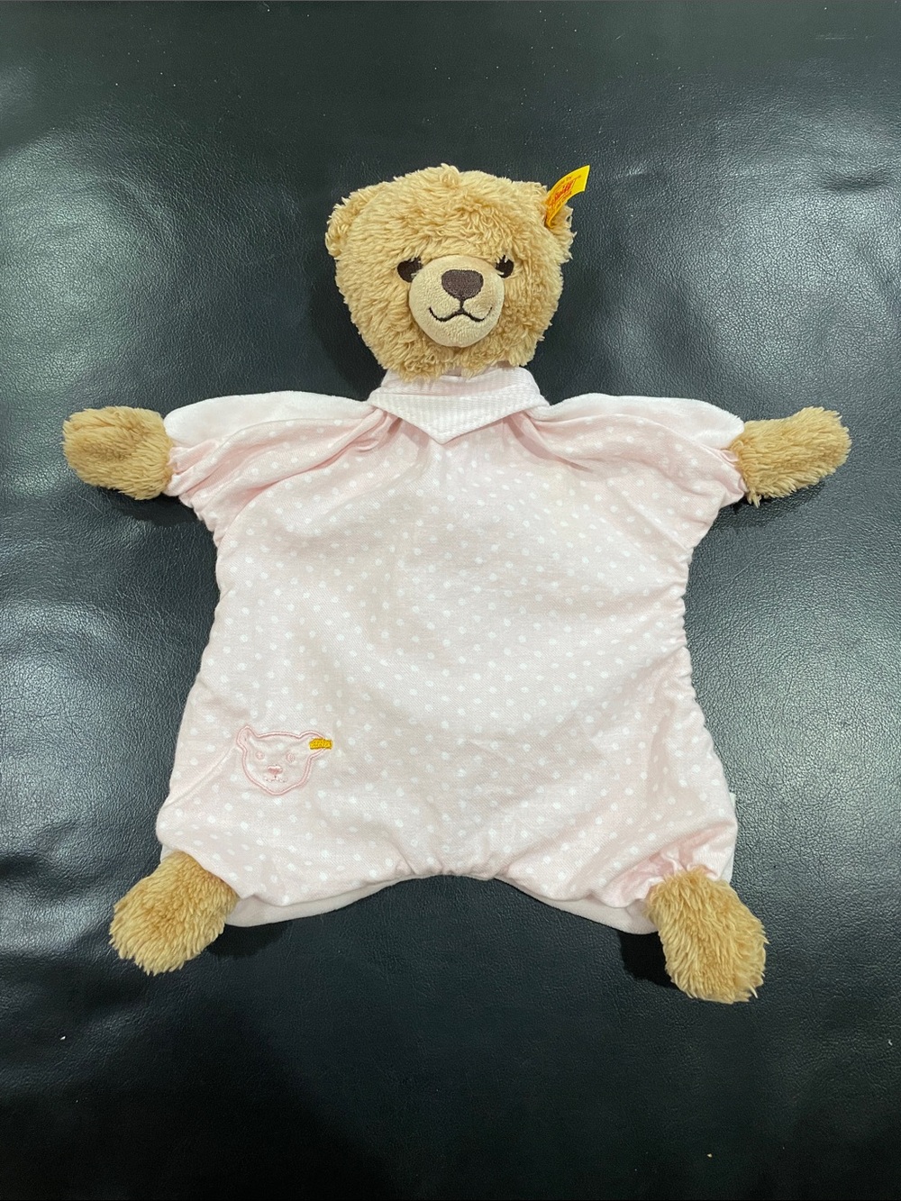 Steiff Sleep Well Pink Teddy Bear Lovey Baby Sucurity Blankie Blanket
